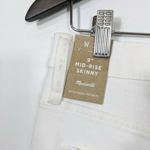 MADEWELL NWT Button Fly Mid Rise Skinny Jeans Raw Hem White Size 32 - Picture 8 of 12